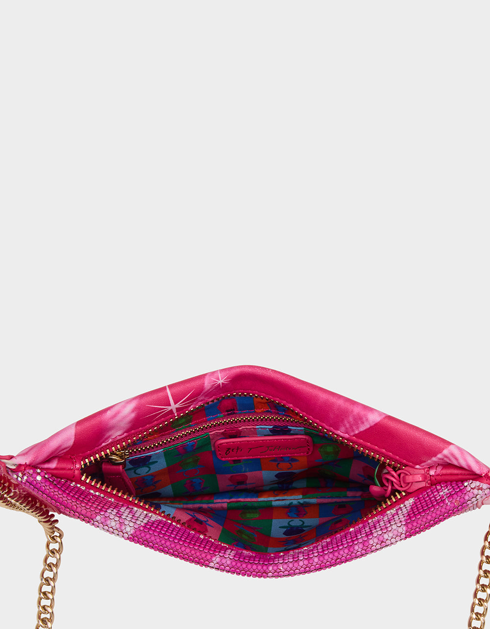 Betsey Johnson Popular | RING POP® PARTY POUCH PINK Women's Clutch Chain Strap Crossbody Handbag