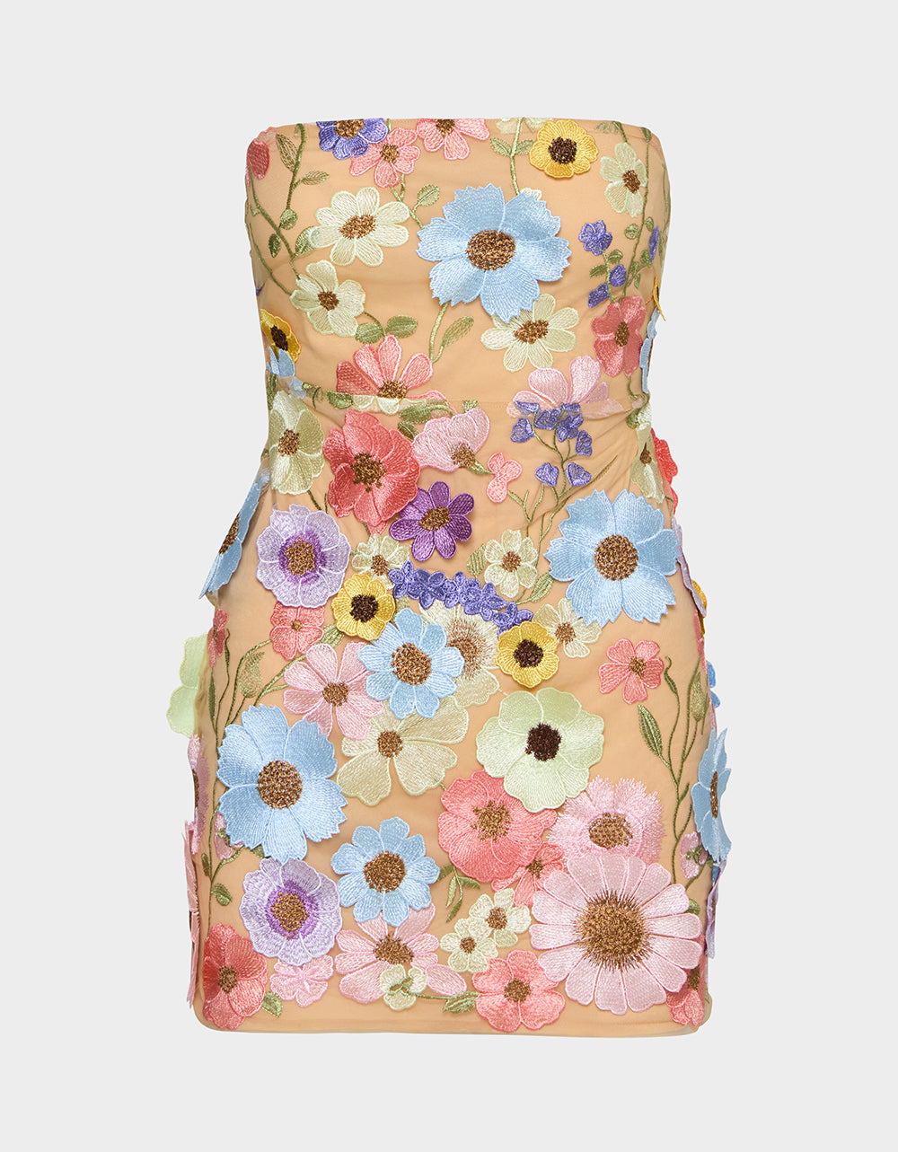 Betsey Johnson Latest | DAISY ME ROLLIN DRESS PASTEL MULTI Women's Floral Print Strapless Mini Dress