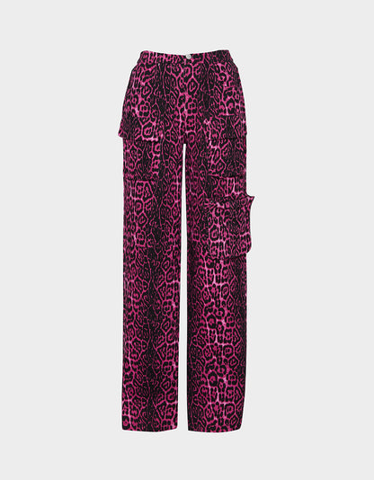 Betsey Johnson Essential | AMI CARGO PANTS PINK Women's Wide-Leg Cargo Denim Pant