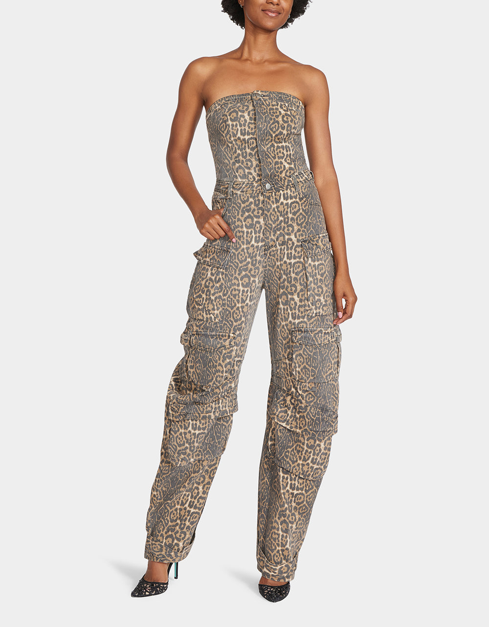 Betsey Johnson Everyday | CARGO JUMPSUIT LEOPARD