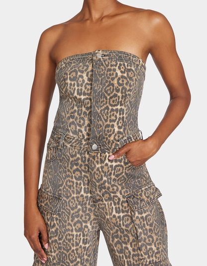 Betsey Johnson Everyday | CARGO JUMPSUIT LEOPARD
