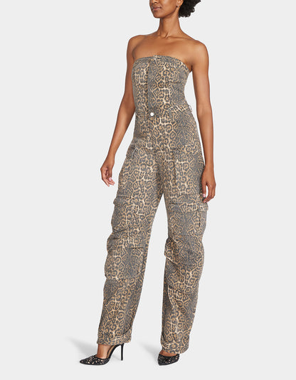 Betsey Johnson Everyday | CARGO JUMPSUIT LEOPARD