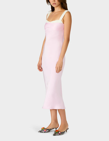 Betsey Johnson Top Pick | SWEET DAYDREAM DRESS PETAL Women's Pink Midi Dress with Bow
