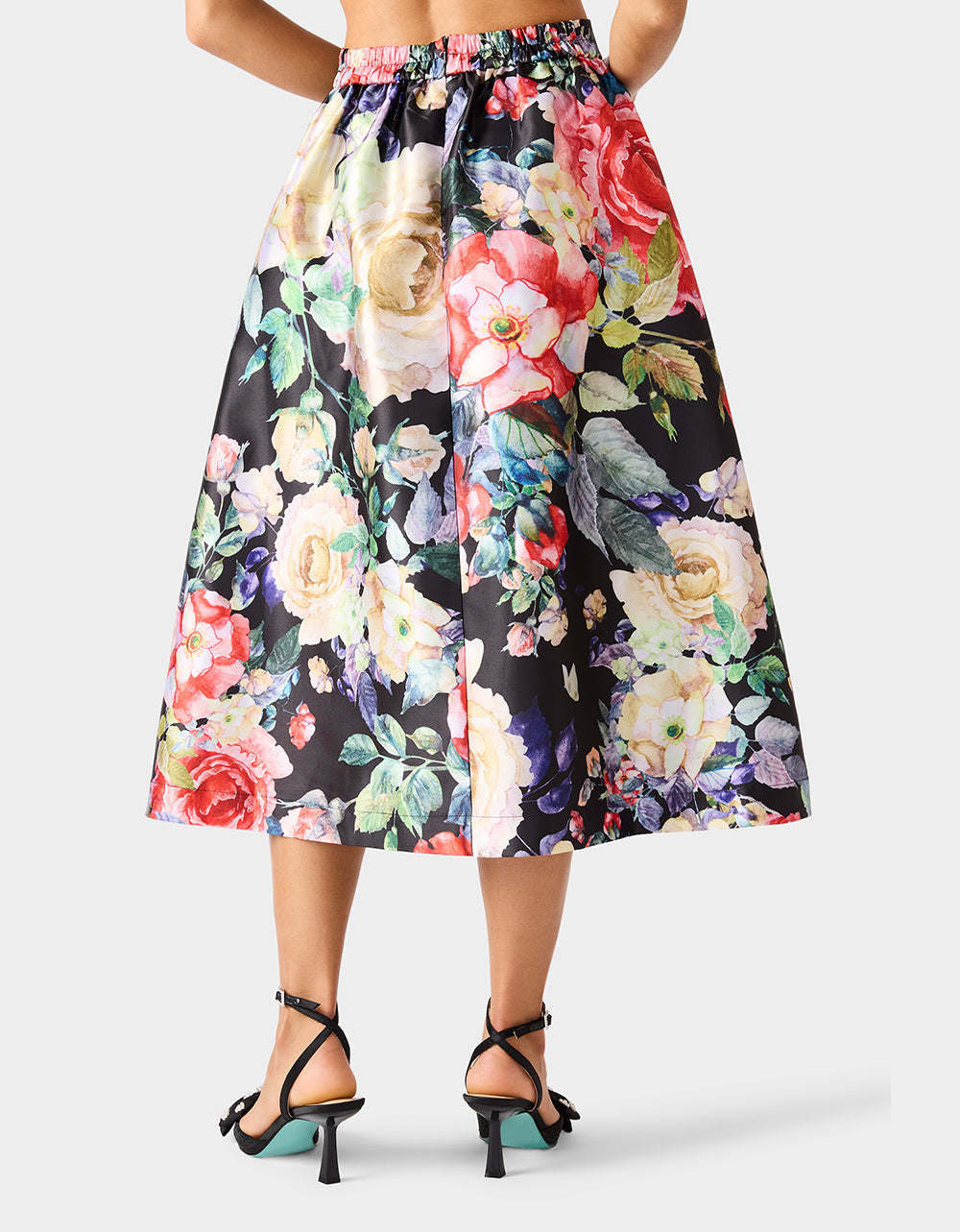 Betsey Johnson Best Seller | BOTANQUE SKIRT BLACK Women's Floral Midi Skirt