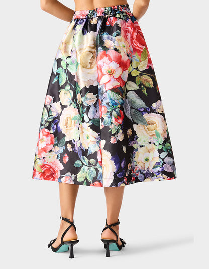 Betsey Johnson Best Seller | BOTANQUE SKIRT BLACK Women's Floral Midi Skirt