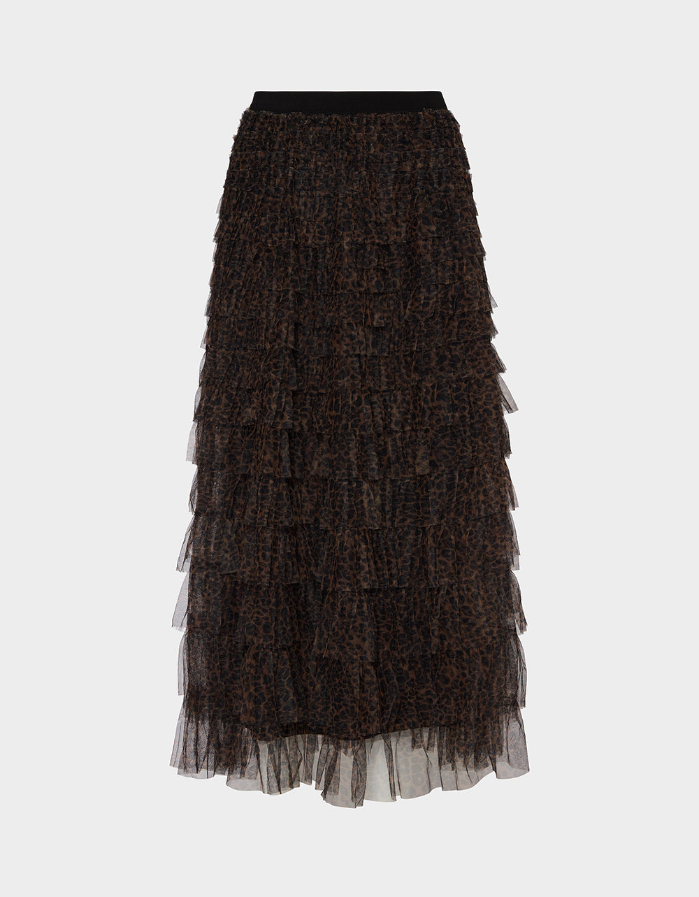 Betsey Johnson Recommended | RUFFLED MAXI SKIRT LEOAPRD Women's Tiered Tulle Leopard Maxi Skirt