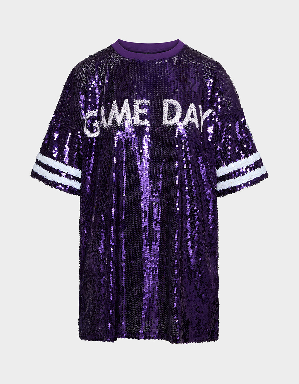 Betsey Johnson Everyday | GAME DAY JERSEY SEQUIN DRESS PURPLE Women's Sequin Short-Sleeved Dress