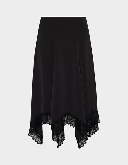Betsey Johnson Signature | LACE SLIP MIDI SKIRT BLACK Women's Black Lace Midi Skirt
