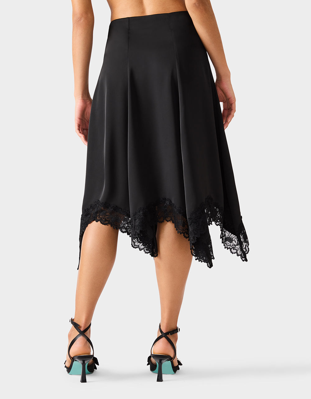 Betsey Johnson Signature | LACE SLIP MIDI SKIRT BLACK Women's Black Lace Midi Skirt
