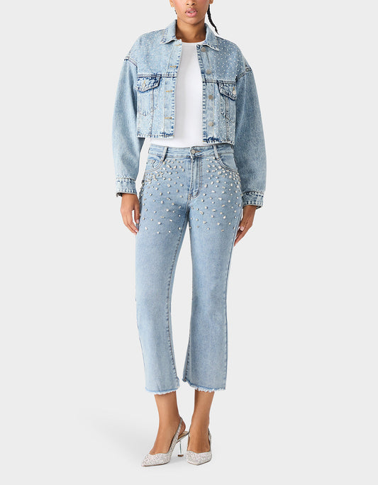 Betsey Johnson Essential | JEWELED JEANS Women's Rhinestone Embellished Denim Jeans