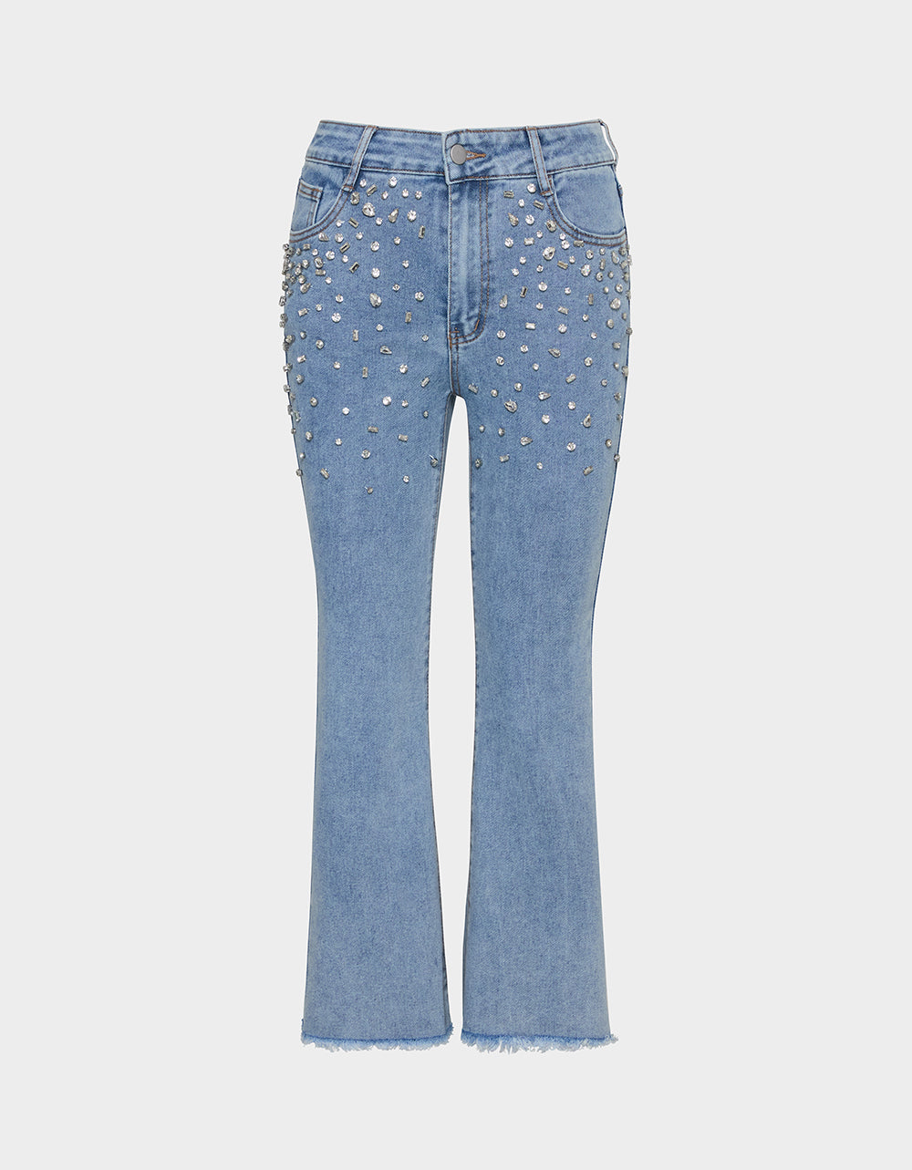 Betsey Johnson Essential | JEWELED JEANS Women's Rhinestone Embellished Denim Jeans