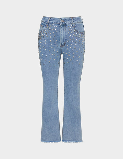 Betsey Johnson Essential | JEWELED JEANS Women's Rhinestone Embellished Denim Jeans