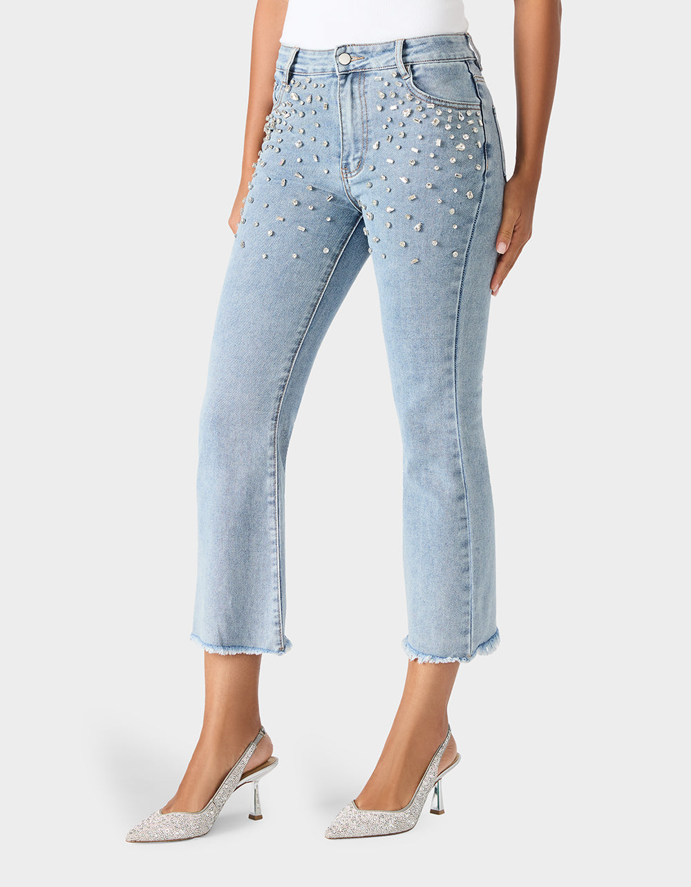 Betsey Johnson Essential | JEWELED JEANS Women's Rhinestone Embellished Denim Jeans
