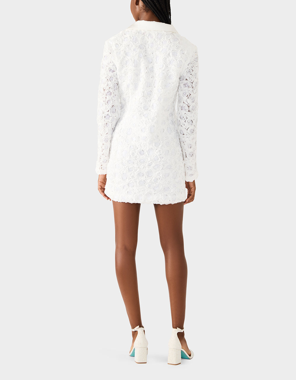 Betsey Johnson Recommended | ROSETTE BLAZER DRESS WHITE Women's White Blazer Dress with Rose Sequin Details