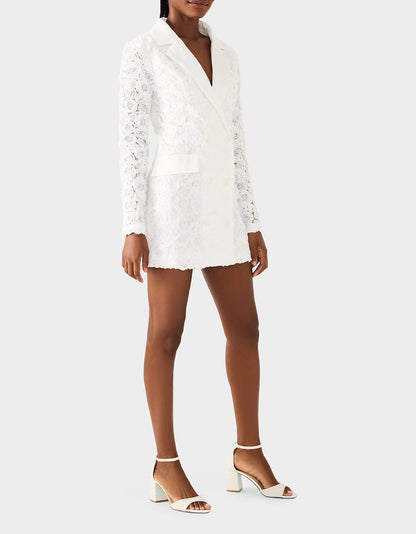 Betsey Johnson Recommended | ROSETTE BLAZER DRESS WHITE Women's White Blazer Dress with Rose Sequin Details