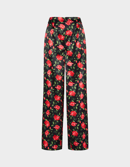 Betsey Johnson Best Price | POWER BLOOM PANT BLACK Women's Black Red Floral Pant