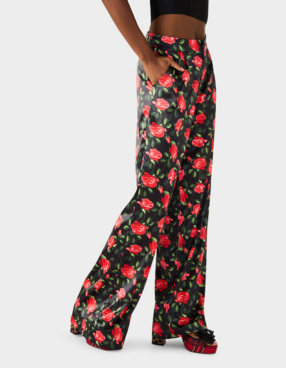 Betsey Johnson Best Price | POWER BLOOM PANT BLACK Women's Black Red Floral Pant