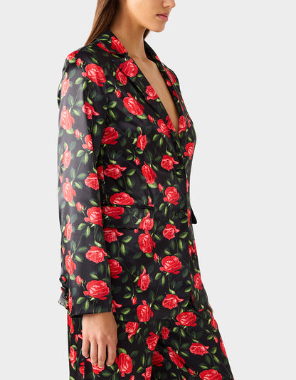 Betsey Johnson Latest | POWER BLOOM BLAZER BLACK Women's Black Red Floral Blazer