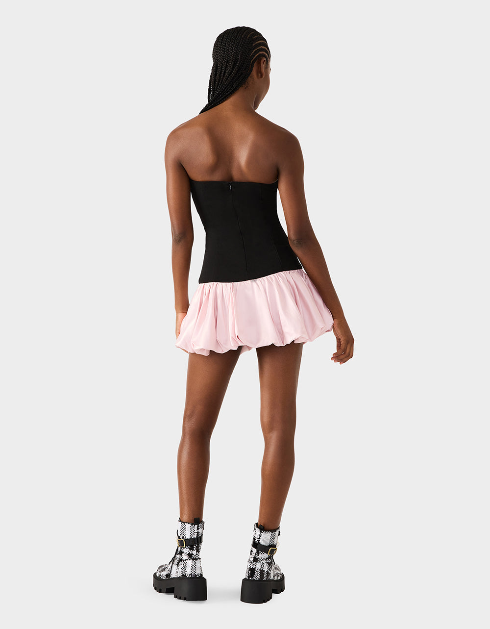 Betsey Johnson Featured | BETSEY'S BOW DRESS BLACK MULTI Women's Strapless Black and Pink Mini Dress