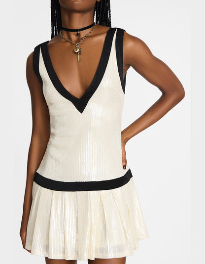 Betsey Johnson Sale | MATCH POINT DRESS WHITE Women's Mini Sequin Dress