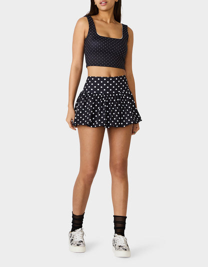 Betsey Johnson Popular | BUBBLE PRINT POLKA DOT SKIRT BLACK MULTI Women's Activewear Black Polka Dot Bubble Hem Skirt