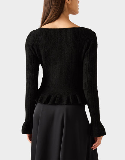 Betsey Johnson Sale | BELLE CARDIGAN BLACK Women's Black V-Neck Button Down Cardigan Sweater