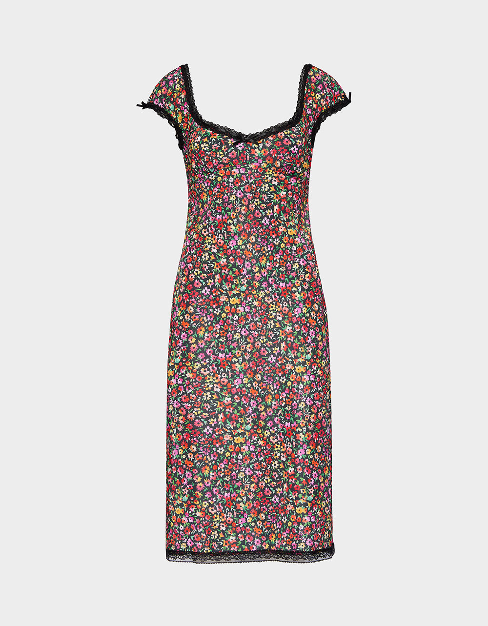 Betsey Johnson Essential | MALIBU MIDI DRESS BLACK DITSY FLORAL