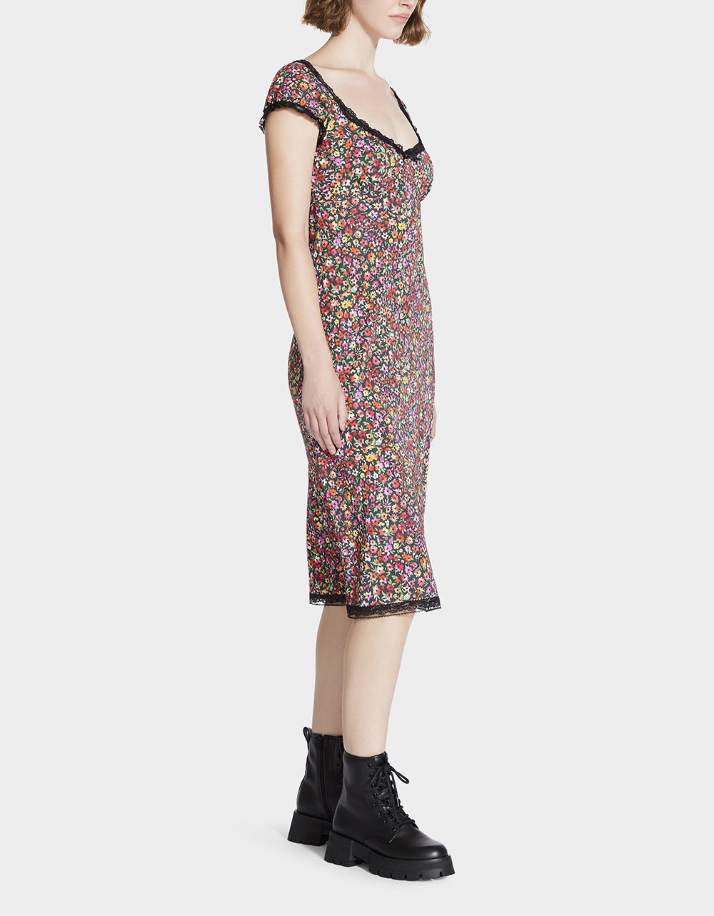 Betsey Johnson Essential | MALIBU MIDI DRESS BLACK DITSY FLORAL
