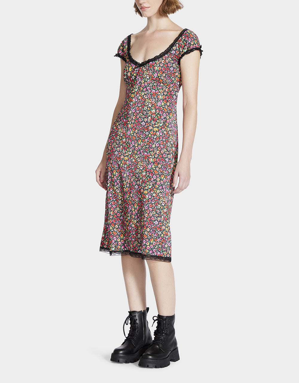 Betsey Johnson Essential | MALIBU MIDI DRESS BLACK DITSY FLORAL