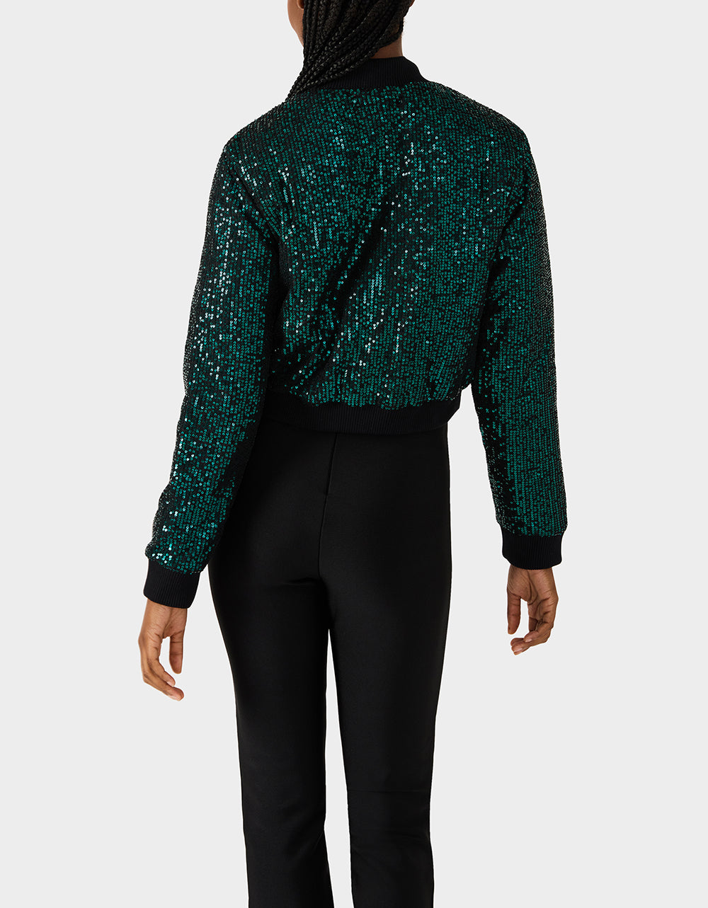 Betsey Johnson Trusted | GLITTERATI BOMBER JACKET EMERALD GREEN Women's Green Sequin Bomber Jacket