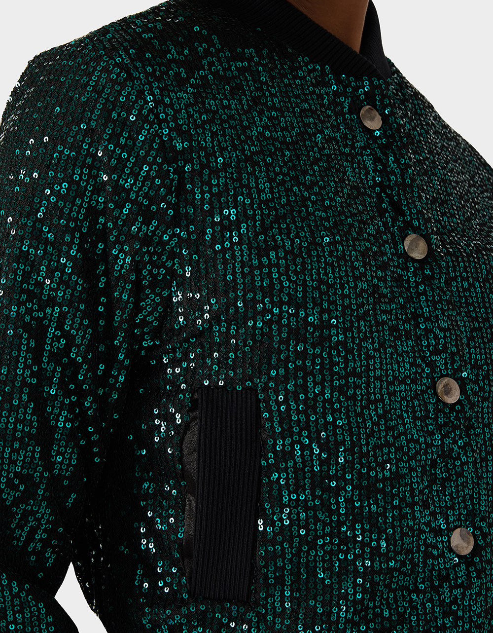 Betsey Johnson Trusted | GLITTERATI BOMBER JACKET EMERALD GREEN Women's Green Sequin Bomber Jacket