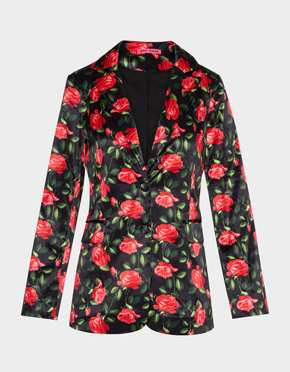 Betsey Johnson Discount | POWER BLOOM BLAZER/PANT BUNDLE Women's Rose Print Blazer and Pant Set