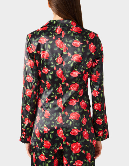 Betsey Johnson Discount | POWER BLOOM BLAZER/PANT BUNDLE Women's Rose Print Blazer and Pant Set