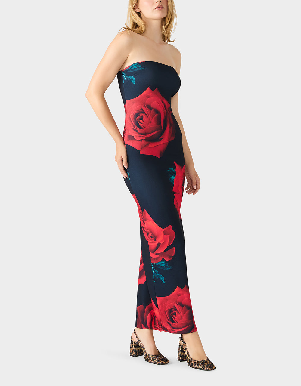 Betsey Johnson Exclusive | ROSE REVERIE DRESS RED Women's Floral print Maxi Strapless Dress