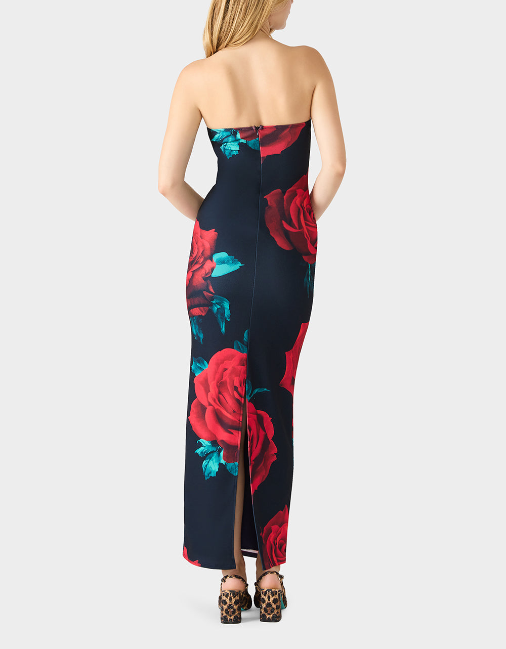 Betsey Johnson Exclusive | ROSE REVERIE DRESS RED Women's Floral print Maxi Strapless Dress