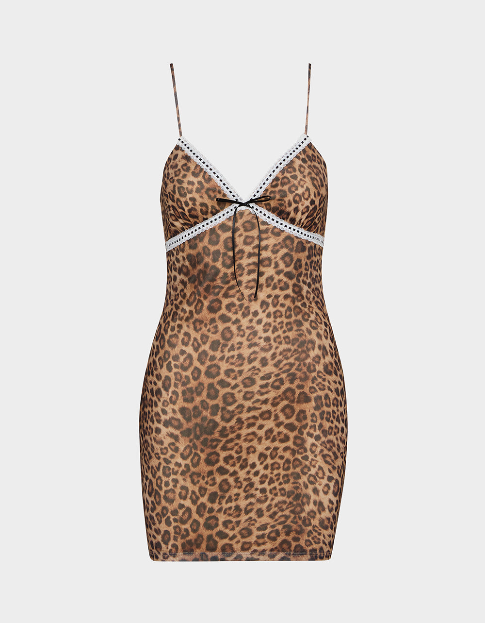 Betsey Johnson Featured | LEOPARD SLIP DRESS LEOPARD Women's Mini Lace Trim Slip Dress