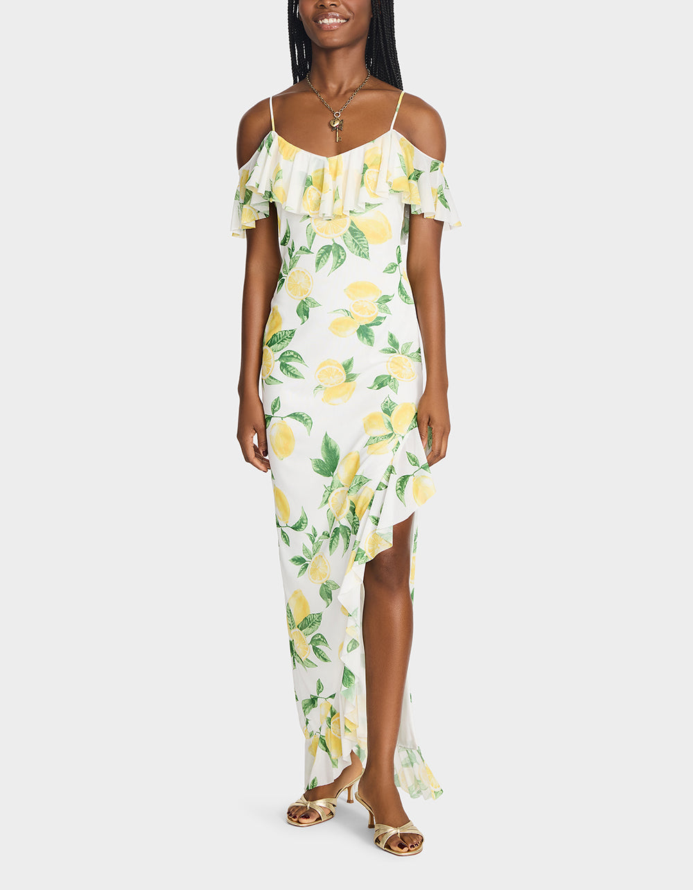 Betsey Johnson Trusted | LIMONCELLO NIGHTS DRESS LEMON Print Flowy Maxi Women's Dress