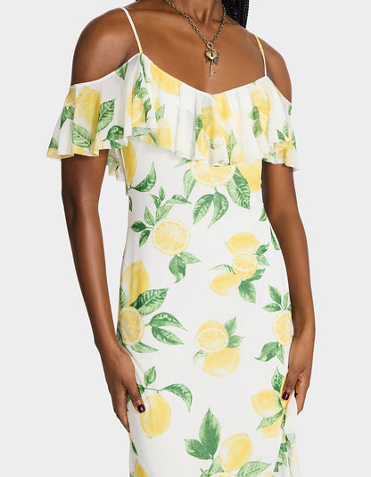 Betsey Johnson Trusted | LIMONCELLO NIGHTS DRESS LEMON Print Flowy Maxi Women's Dress