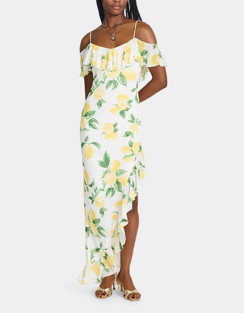 Betsey Johnson Trusted | LIMONCELLO NIGHTS DRESS LEMON Print Flowy Maxi Women's Dress