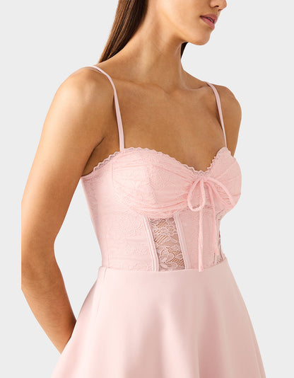 Betsey Johnson Signature | BALLET ROSE DRESS LIGHT PINK Women's Pink Corset A-line Mini Dress