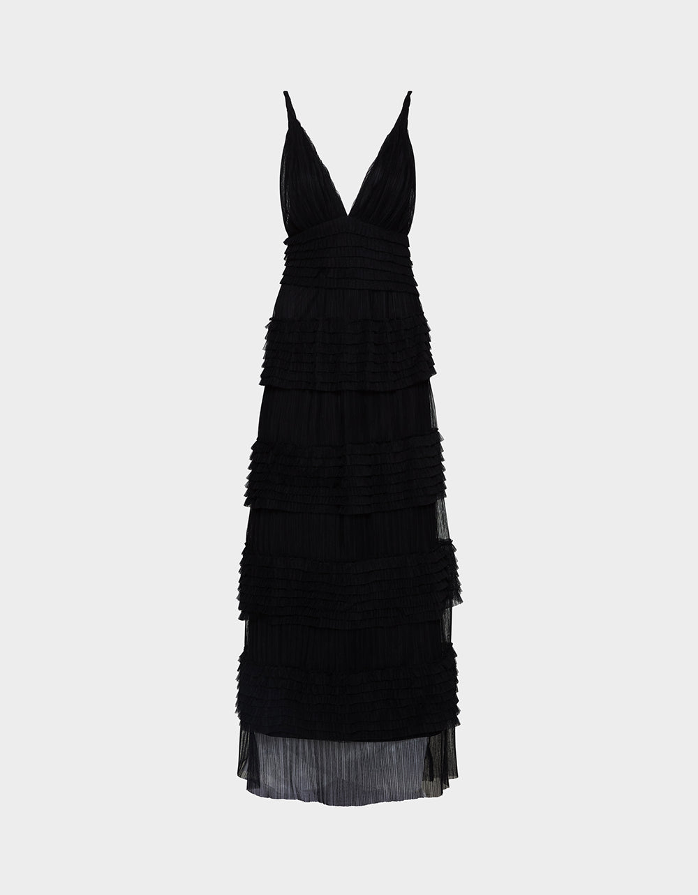 Betsey Johnson Special Offer | TIERED TULLE GOWN BLACK Women's Maxi Tulle Dress