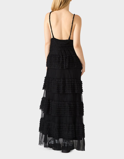 Betsey Johnson Special Offer | TIERED TULLE GOWN BLACK Women's Maxi Tulle Dress
