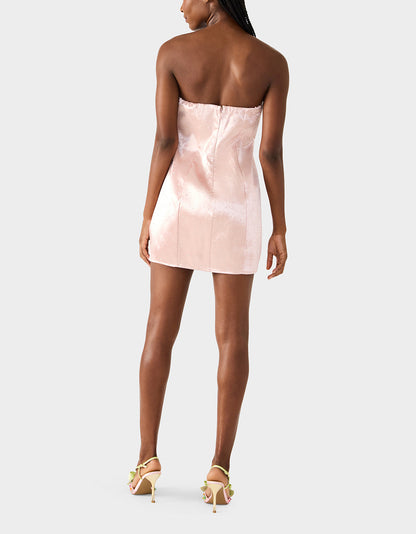 Betsey Johnson Top Pick | CONTOUR SPARKLE DRESS BLUSH Women's Pink Blush Rhinestone Strapless Mini Dress