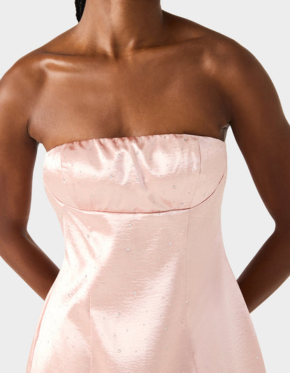 Betsey Johnson Top Pick | CONTOUR SPARKLE DRESS BLUSH Women's Pink Blush Rhinestone Strapless Mini Dress