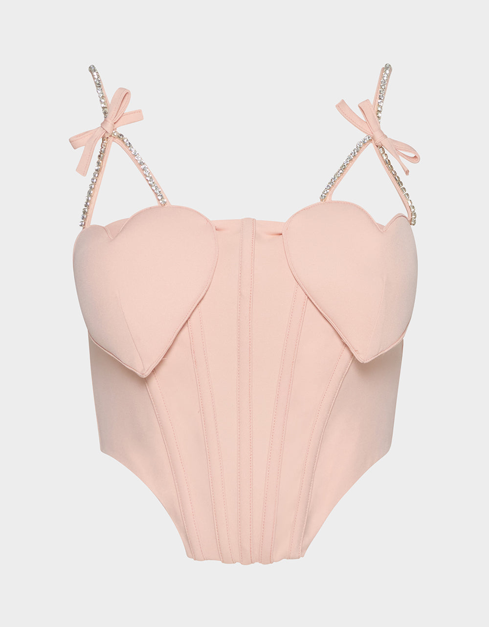 Betsey Johnson Smart Buy | HEART BUSTIER BLUSH Women's Bustier Cropped Corset Bow Top