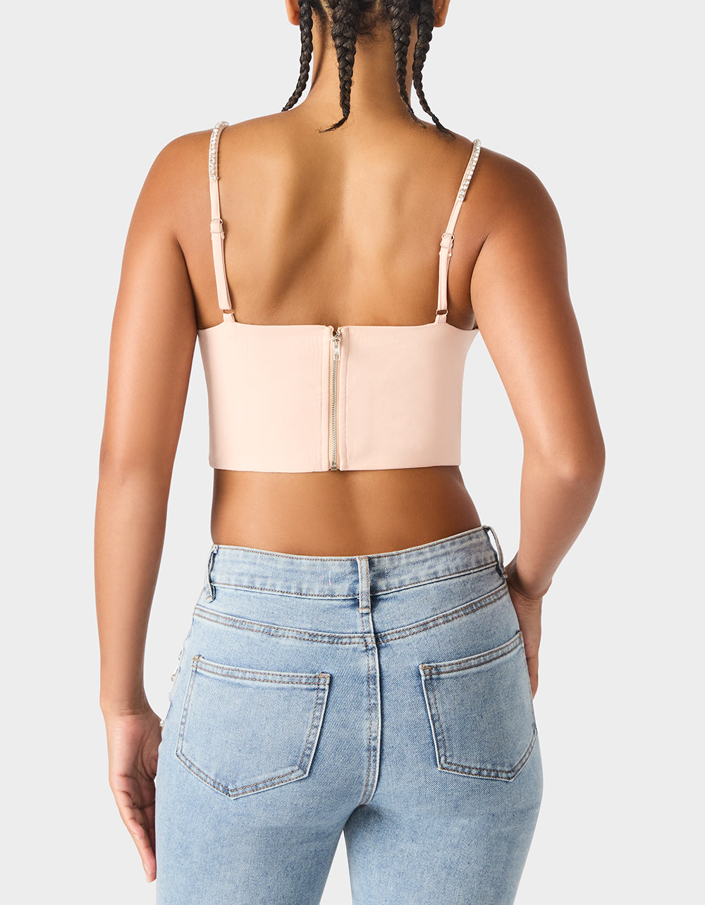 Betsey Johnson Smart Buy | HEART BUSTIER BLUSH Women's Bustier Cropped Corset Bow Top