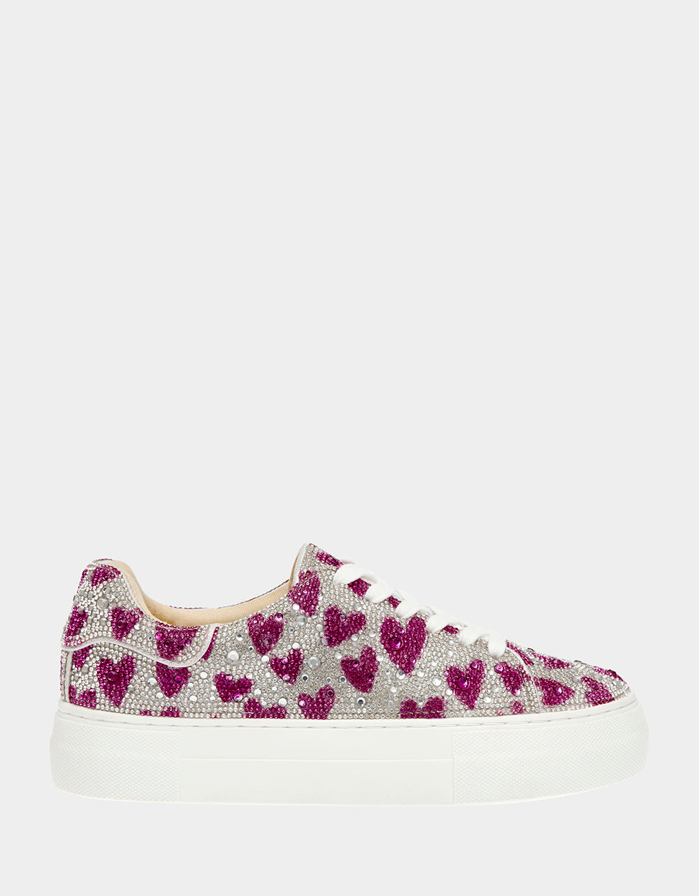 Betsey Johnson Special Offer | SIDNY FUCHSIA HEARTS Rhinestone Sneaker