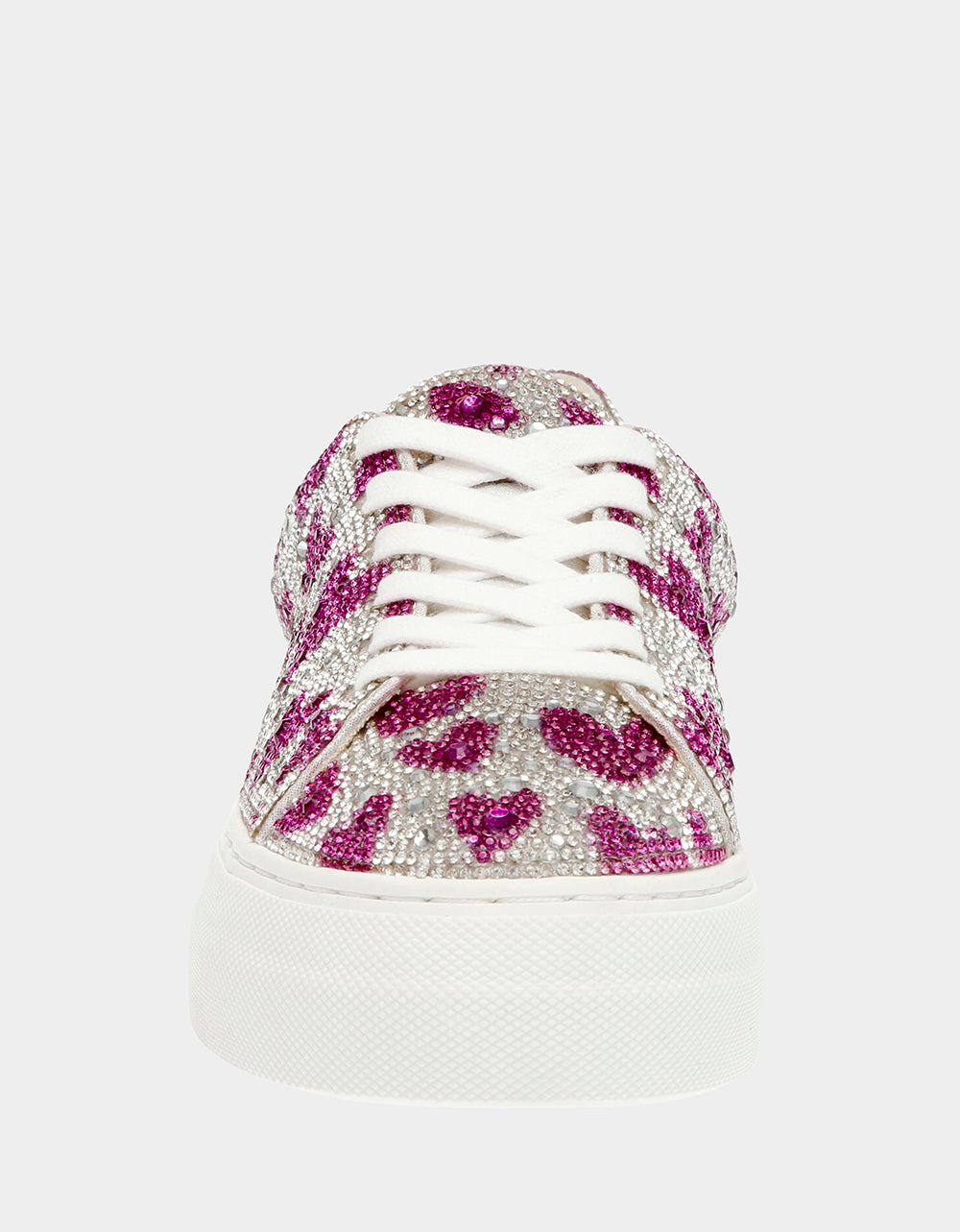 Betsey Johnson Special Offer | SIDNY FUCHSIA HEARTS Rhinestone Sneaker