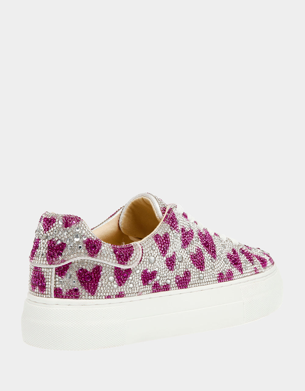 Betsey Johnson Special Offer | SIDNY FUCHSIA HEARTS Rhinestone Sneaker