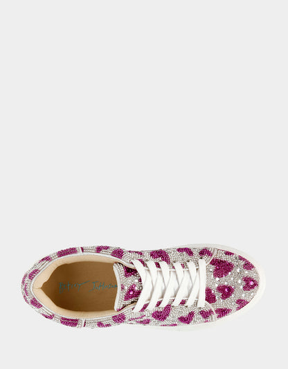 Betsey Johnson Special Offer | SIDNY FUCHSIA HEARTS Rhinestone Sneaker